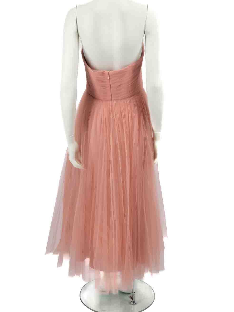 Honayda Pink Strapless Tulle Midi Dress Size XL In Good Condition For Sale In London, GB