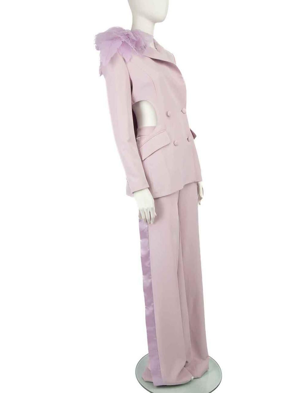 Gray Honayda Purple Cut-Out Blazer & Trousers Set Size M