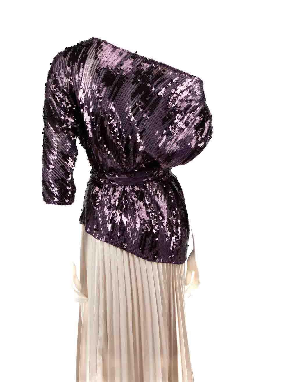 Women's Honayda Purple Sequin Top with Belt Size M For Sale