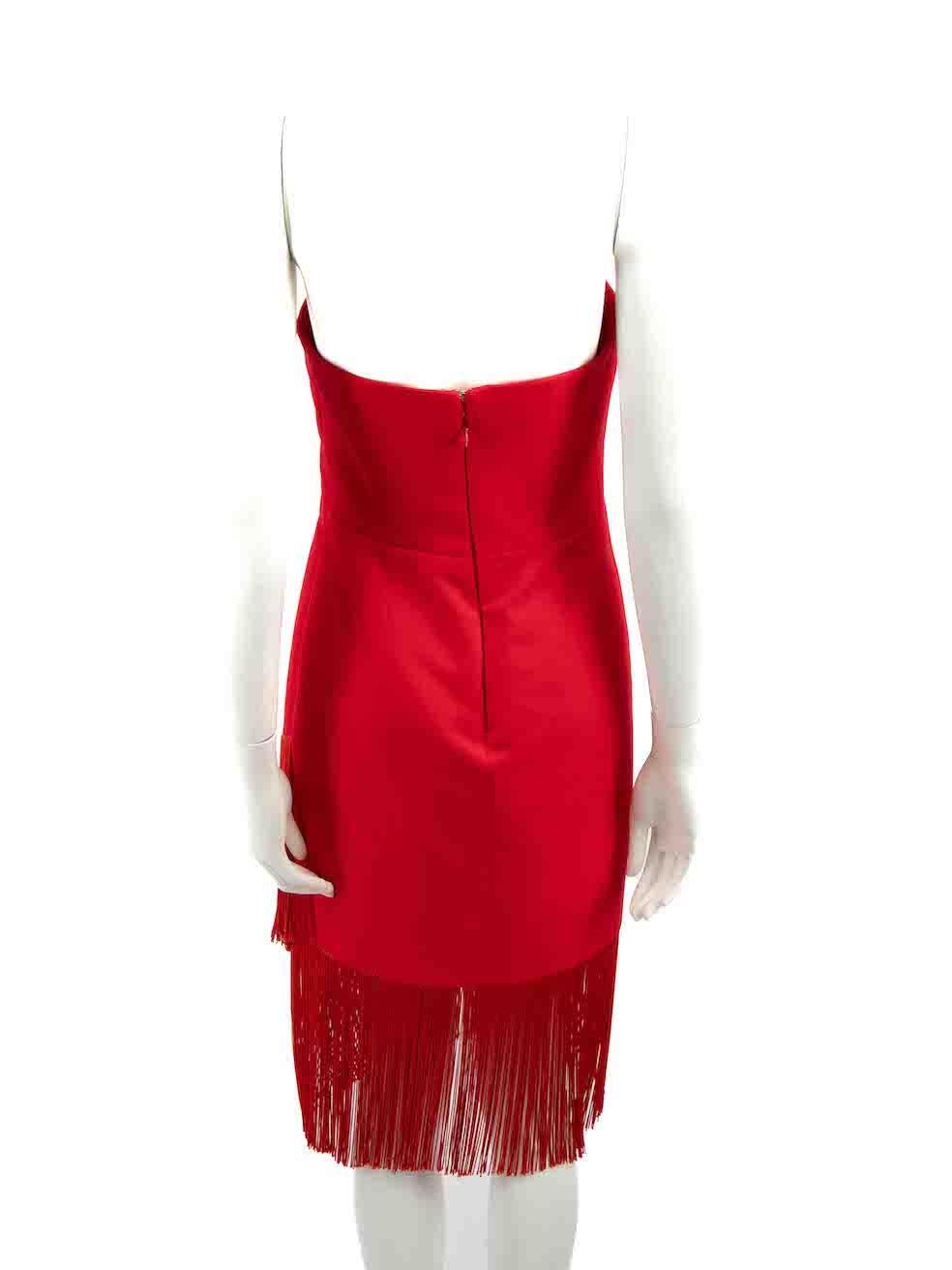 Honayda Red Tassel Strapless Mini Dress Size L In Good Condition For Sale In London, GB
