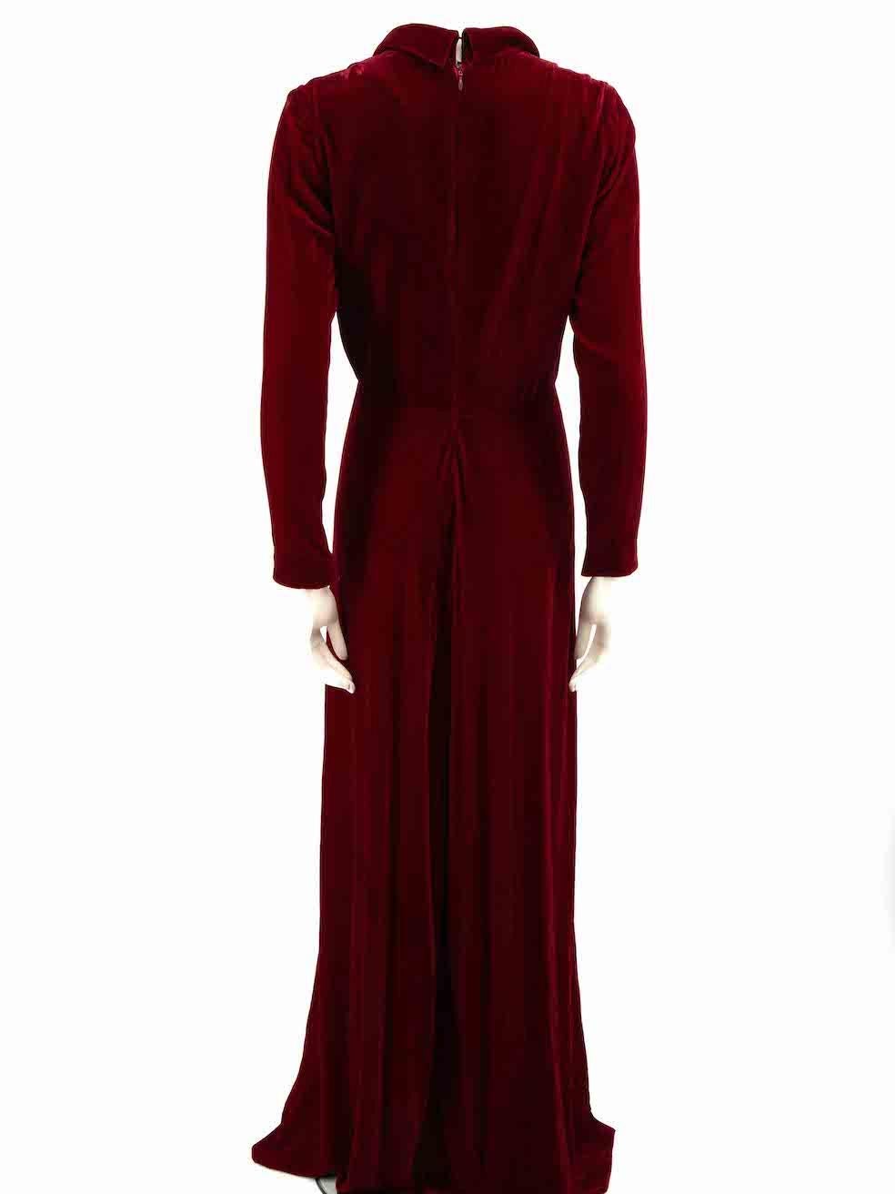 Honayda Red Velvet Cut-Out Detail Jumpsuit Size L In New Condition For Sale In London, GB
