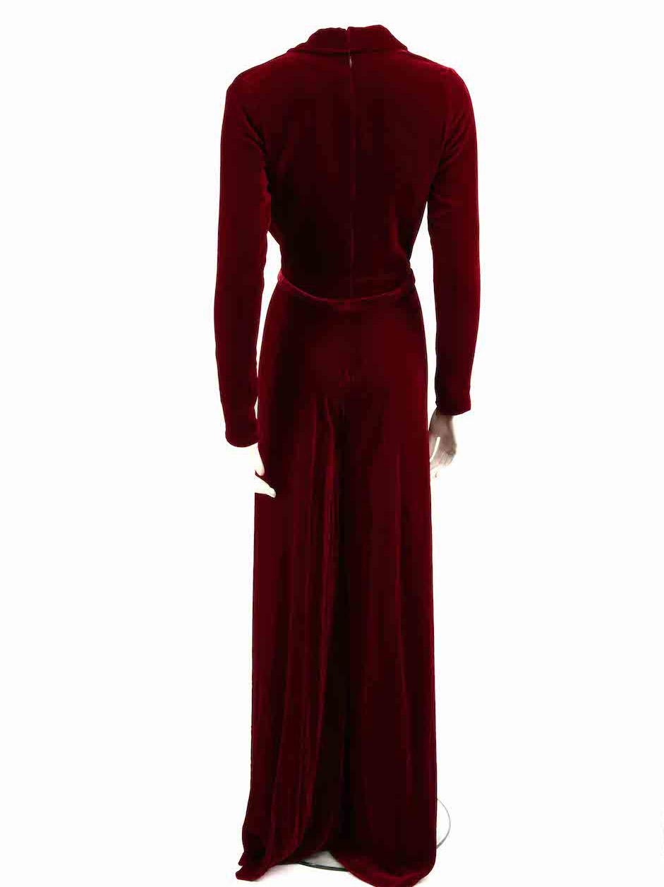 Honayda Red Velvet Cut Out Jumpsuit Size S In Good Condition For Sale In London, GB