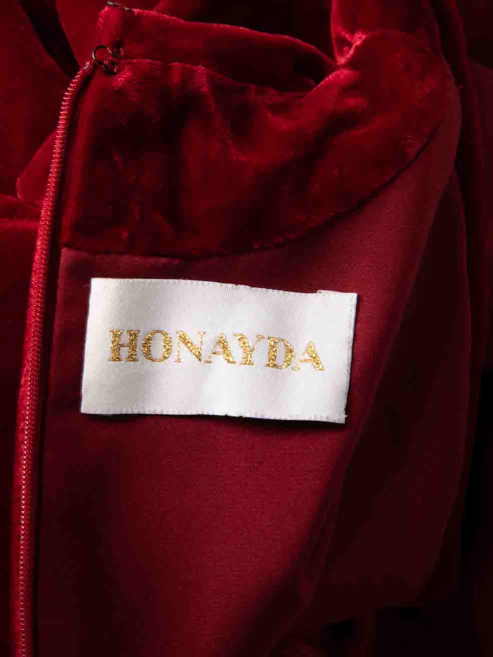 Honayda Red Velvet Cut Out Jumpsuit Size S For Sale 1