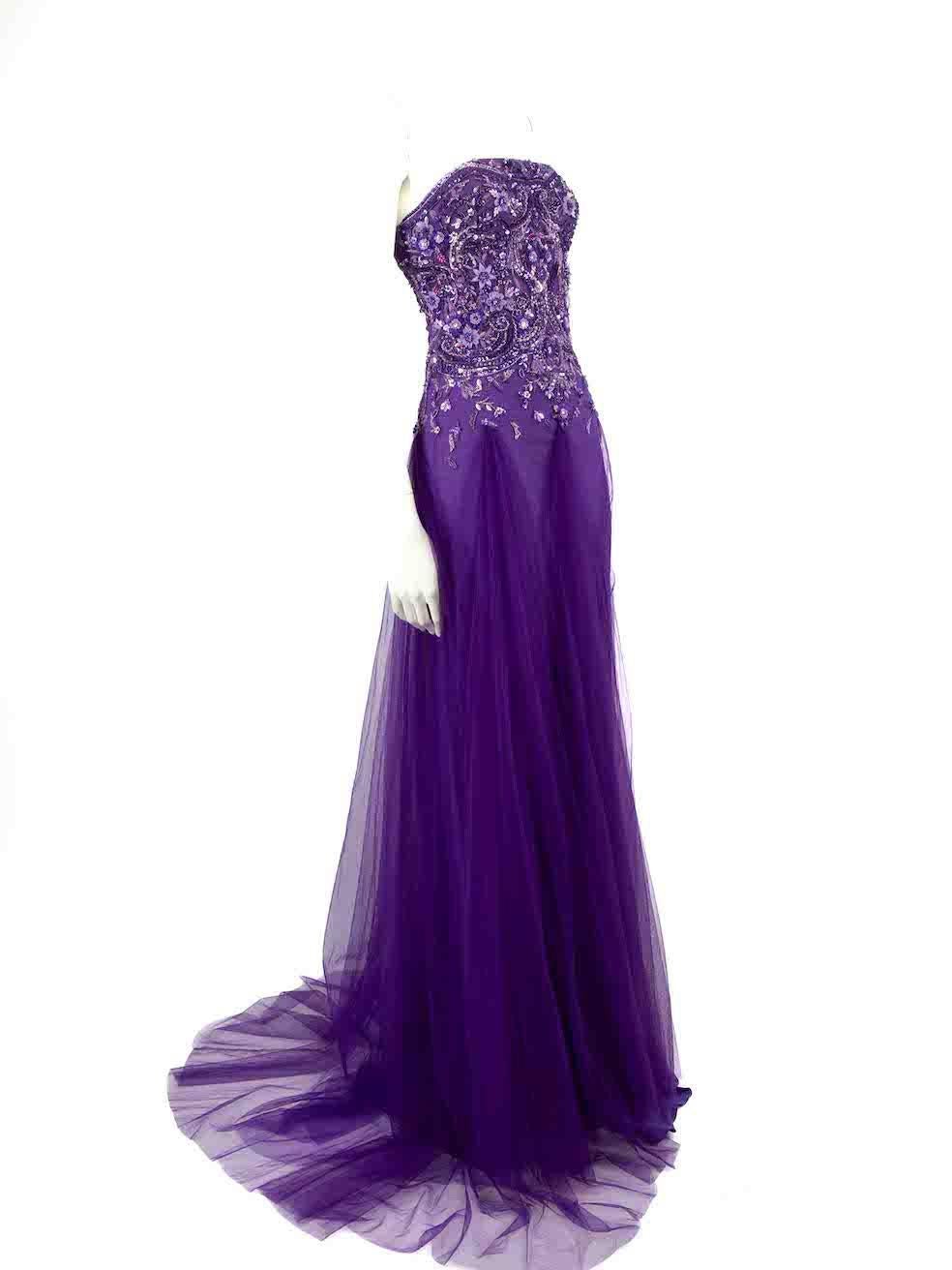 Honayda SS23 Purple Embellished Strapless Gown Size S In New Condition For Sale In London, GB