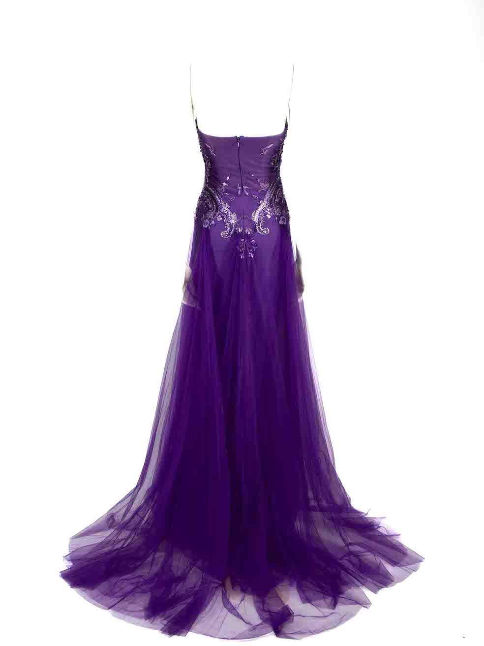 Women's Honayda SS23 Purple Embellished Strapless Gown Size S For Sale
