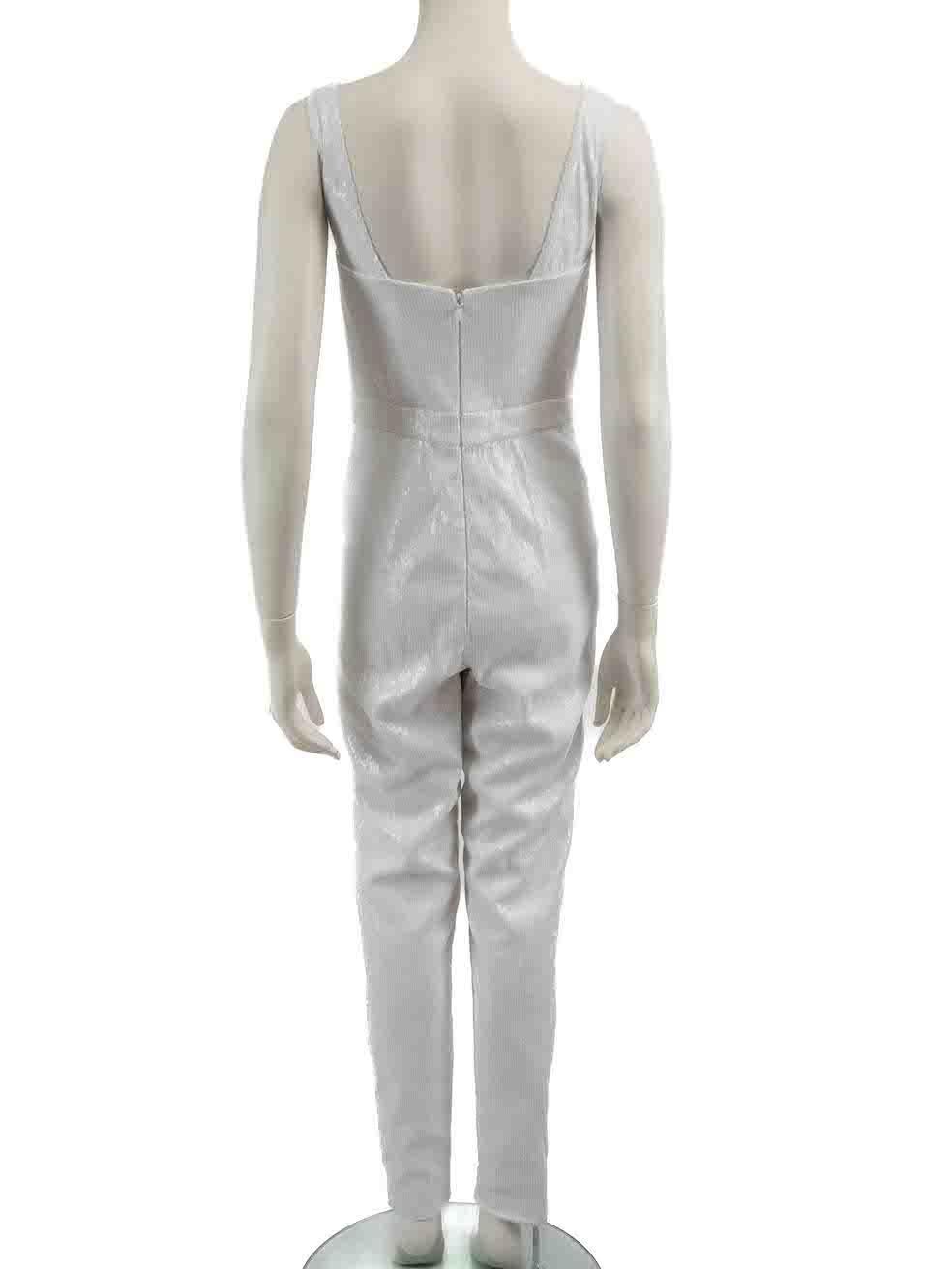 Honayda White Sequin Sleeveless Jumpsuit Size M In New Condition For Sale In London, GB