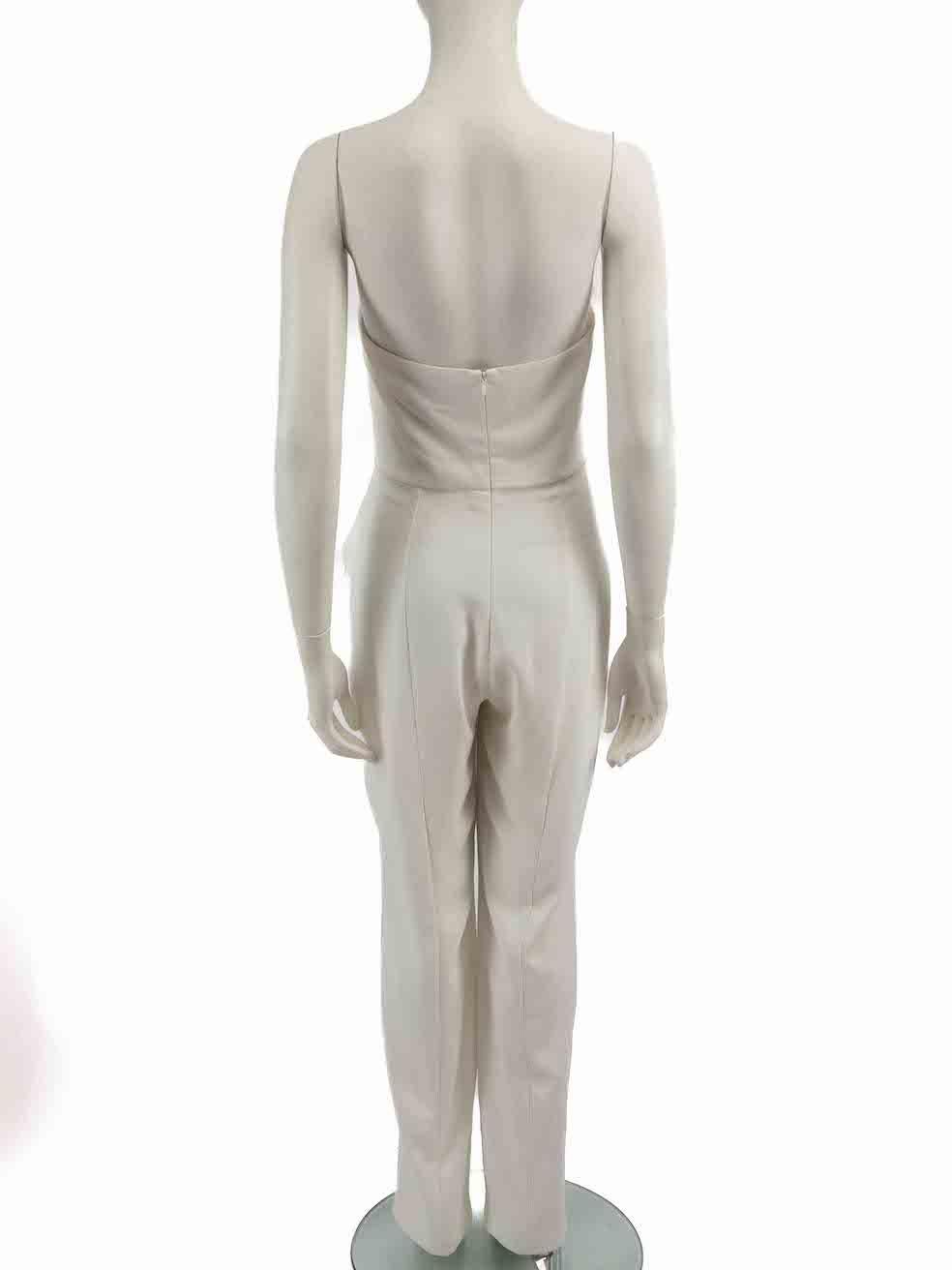 Gray Honayda White Strapless Lace Detail Jumpsuit Size S