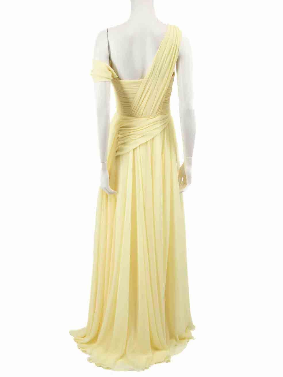 Honayda Yellow Chiffon Maxi Gown Size S In Good Condition For Sale In London, GB