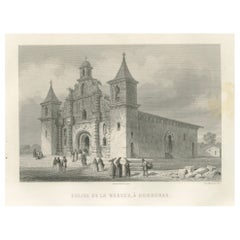 Honduras Colonial Church La Merced – 19th Century Architectural Engraving, 1867