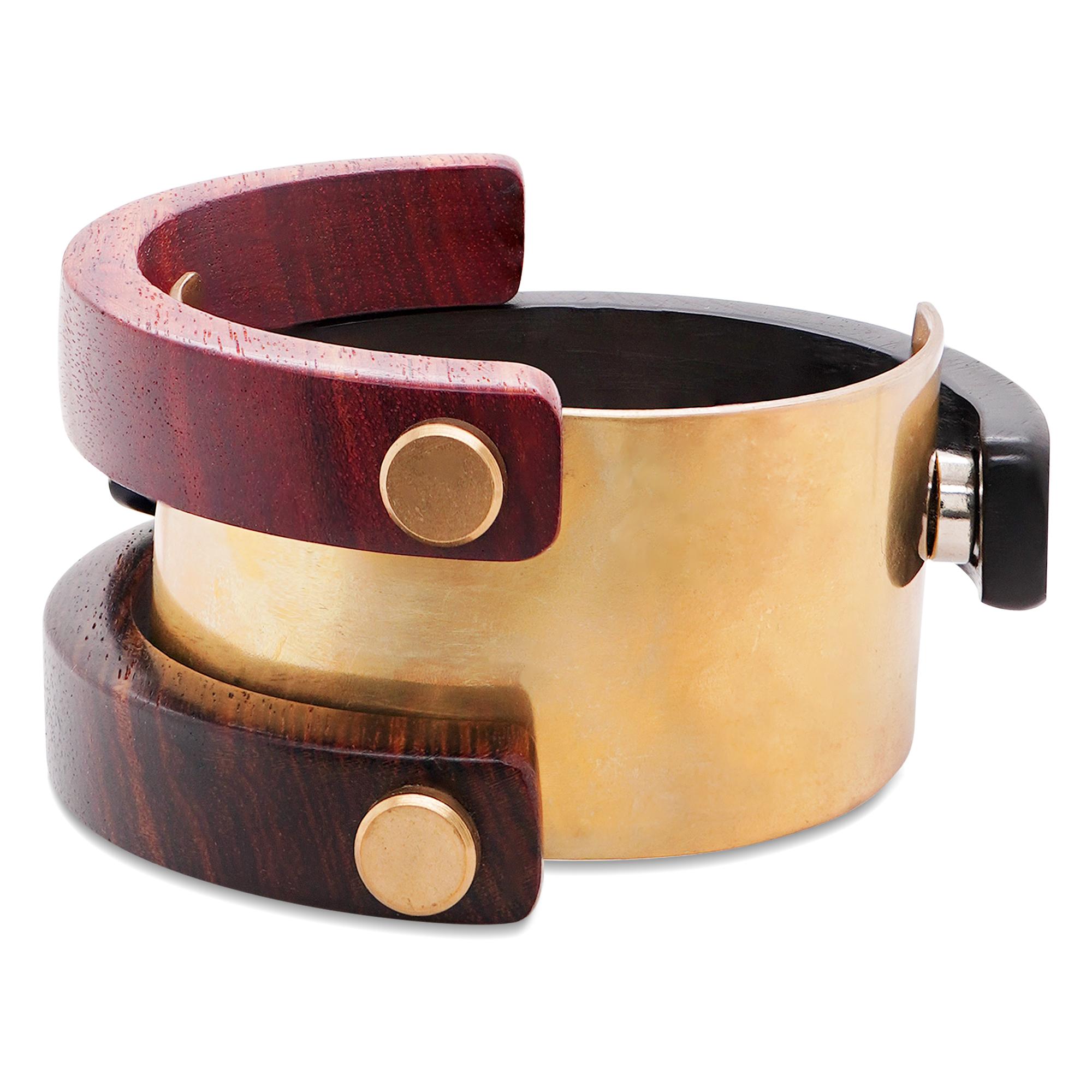 Brazalete de palo rosa de Honduras y palo rosa africano Brazalete grueso de plata 925 en Nuevo estado para la venta en Hung Hom, HK