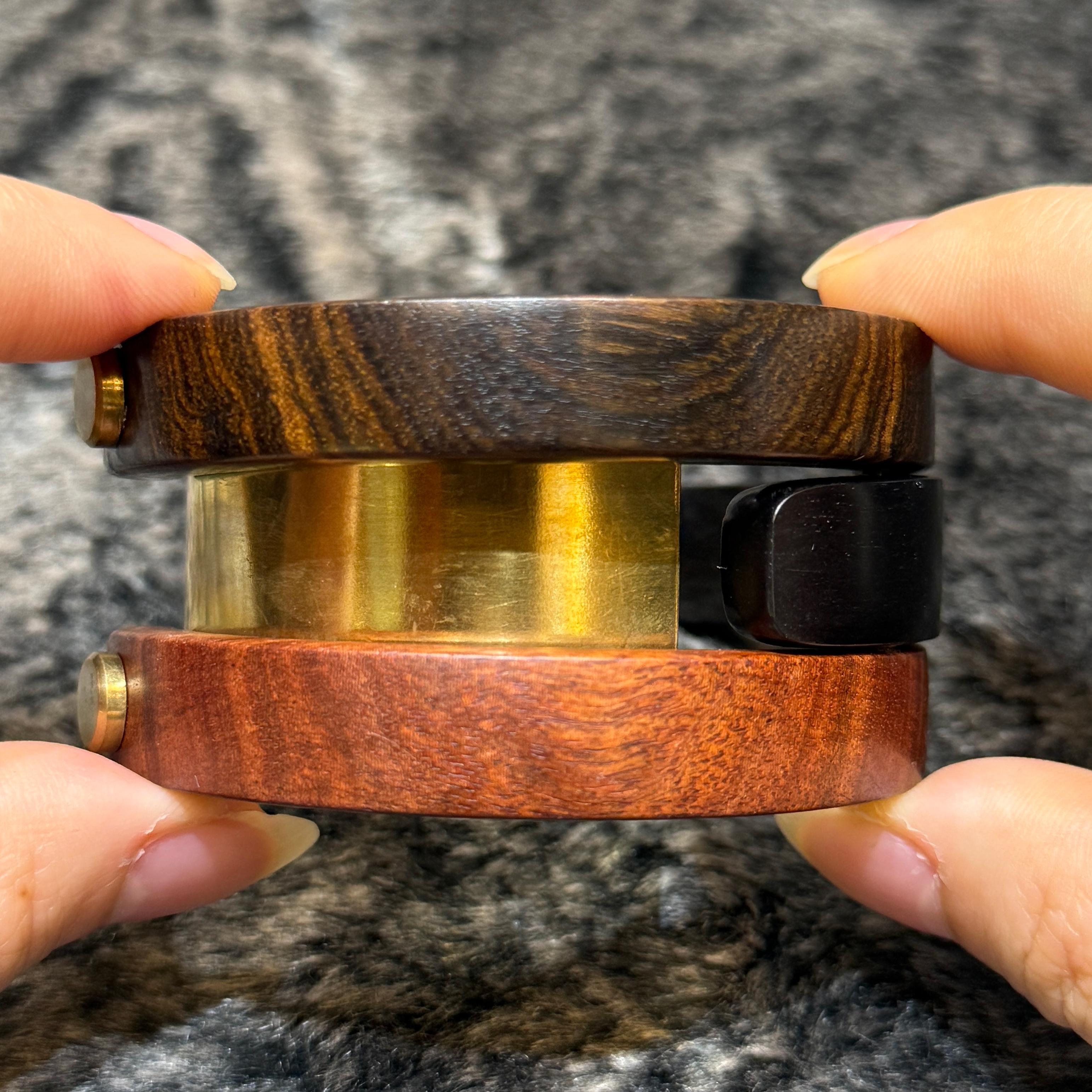 Honduras RoseWood und Afrikanische Rose Wood Armreif 925 Silber Chunky Armreif im Angebot 3