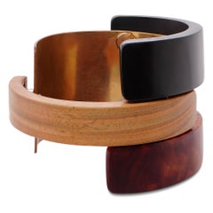 Honduras RoseWood and Mexican Rose Wood Bangle 925 Silver Chunky Bangle