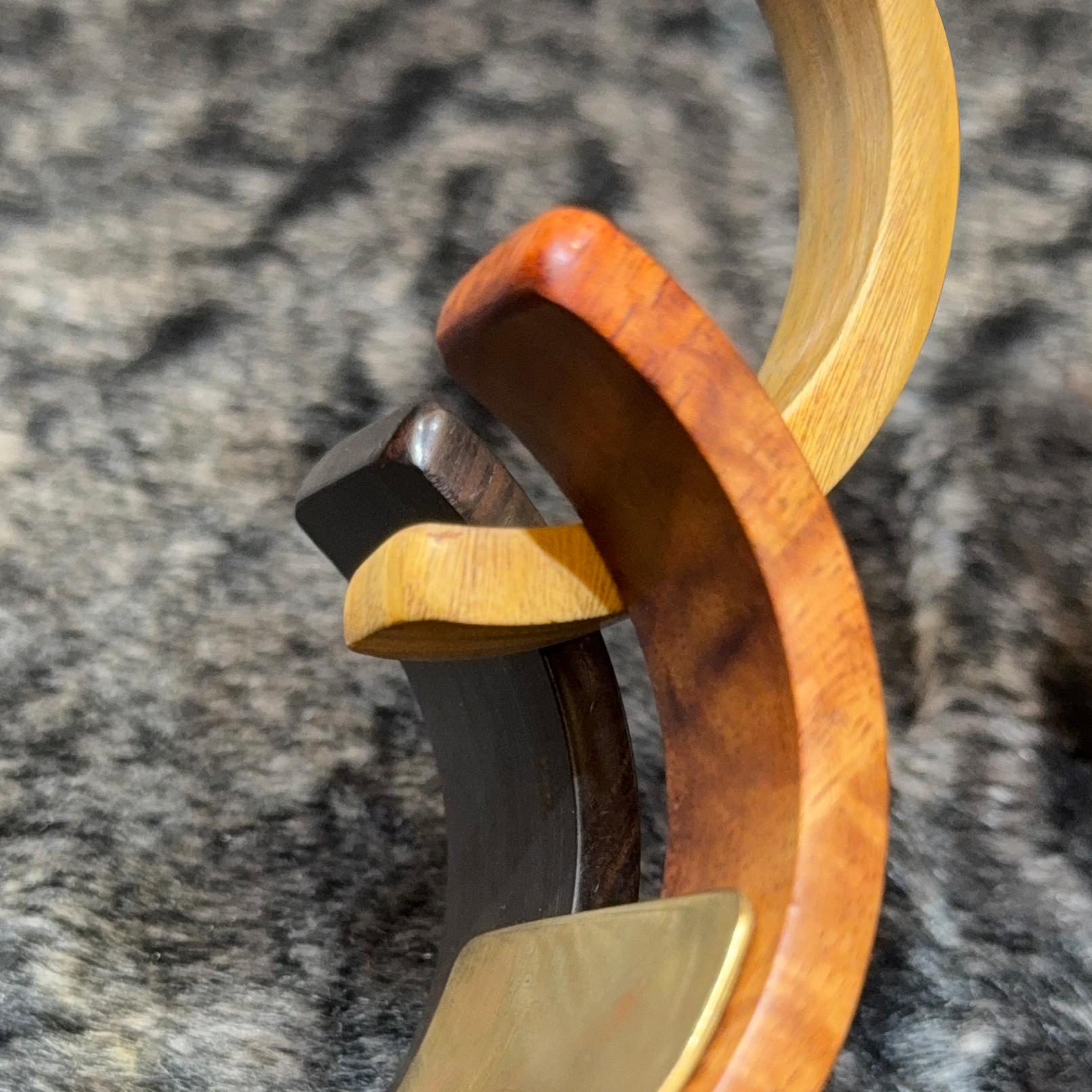 Honduras RoseWood und Mexikanische Rose Wood Armreif 925 Silber Chunky Armreif im Angebot 4
