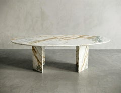 Honed Calacatta Gold Custom Fully Marble Dining Table - Bespoke Calacatta Table