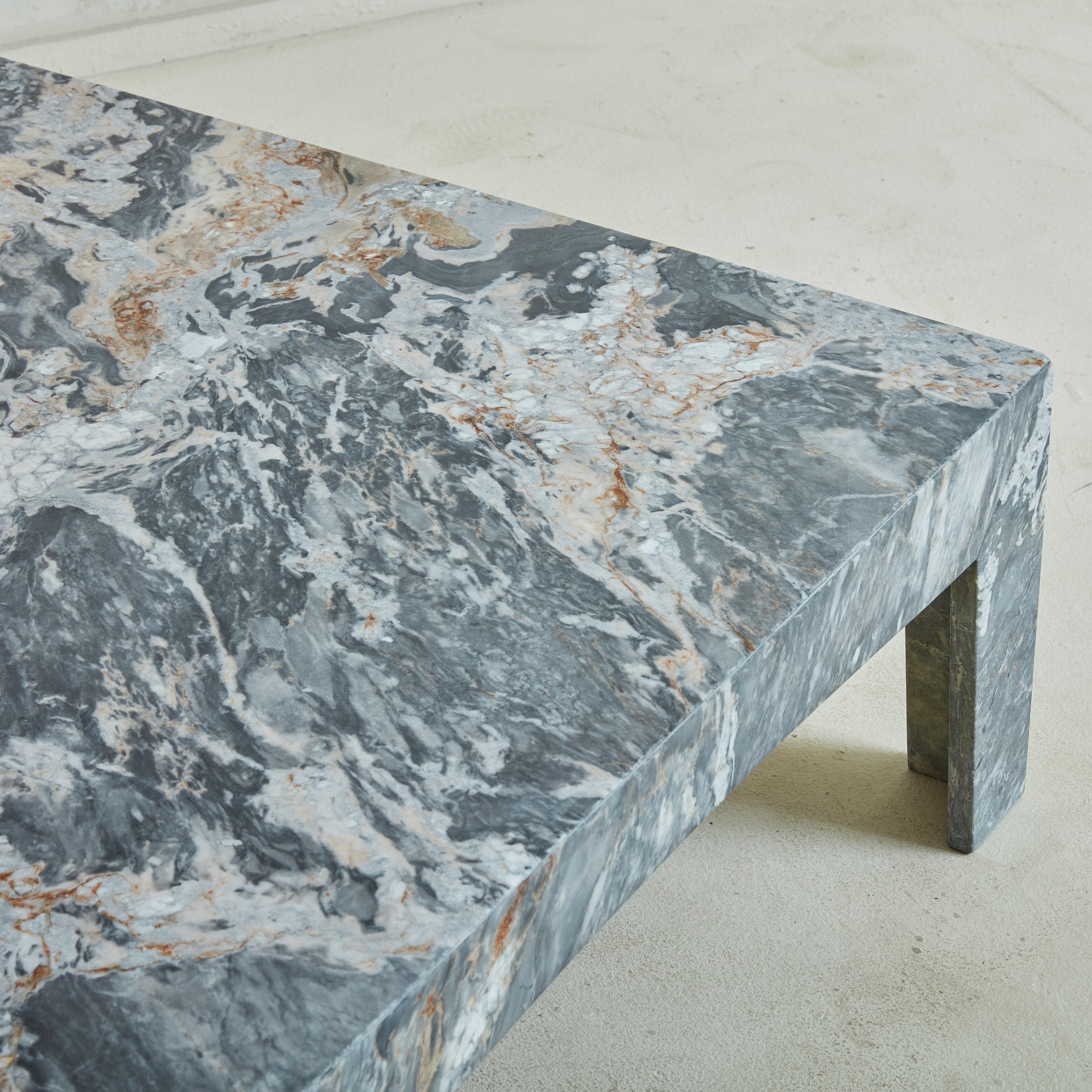 Minimalist Honed Cipollino Marble Coffee Table, Italy 1970s For Sale