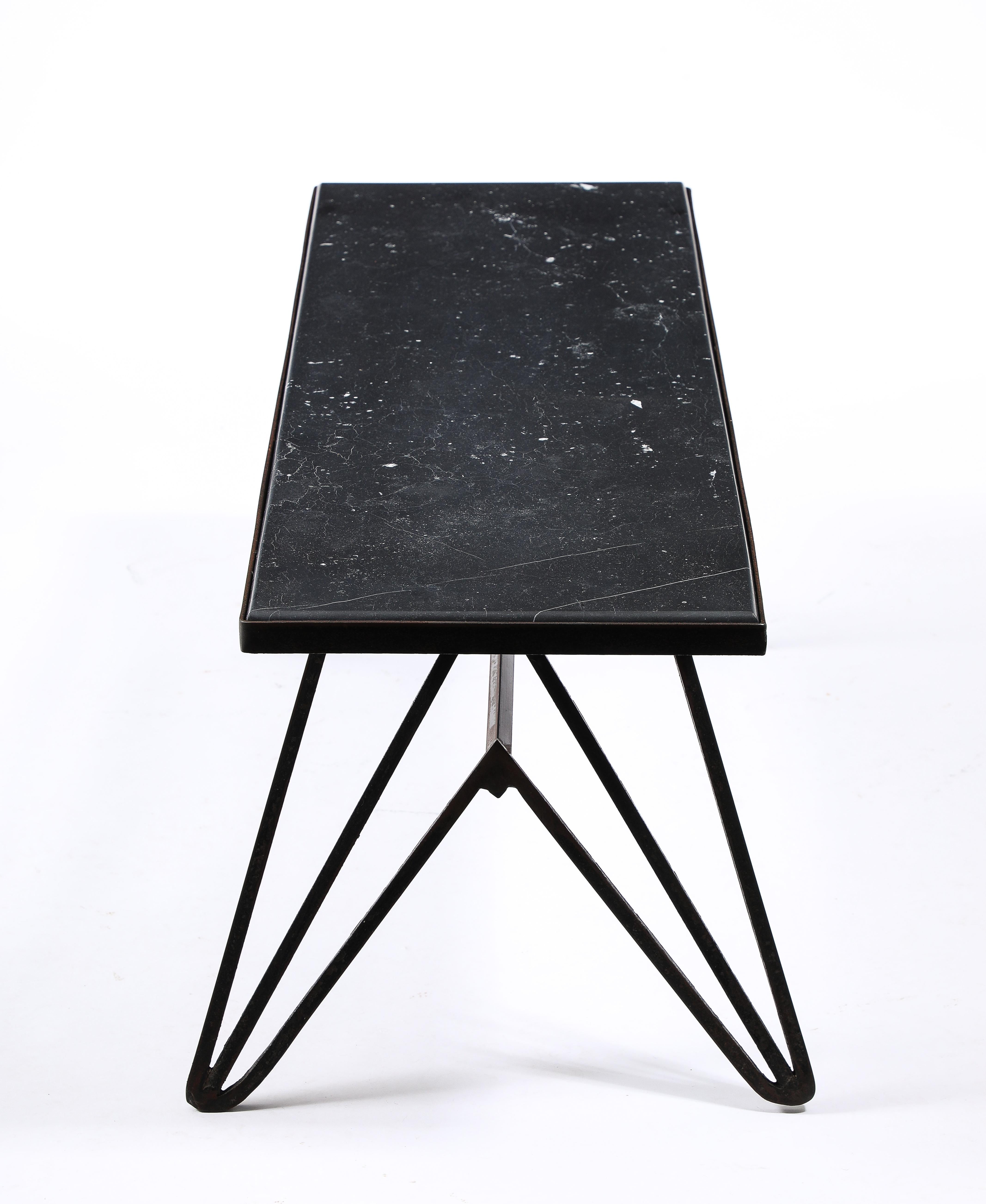 Honed Granite & Wrought Iron Coffee Table, France 1950's For Sale 9