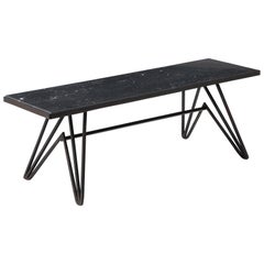 Vintage Honed Granite 
Wrought Iron Coffee Table, France 1950
s