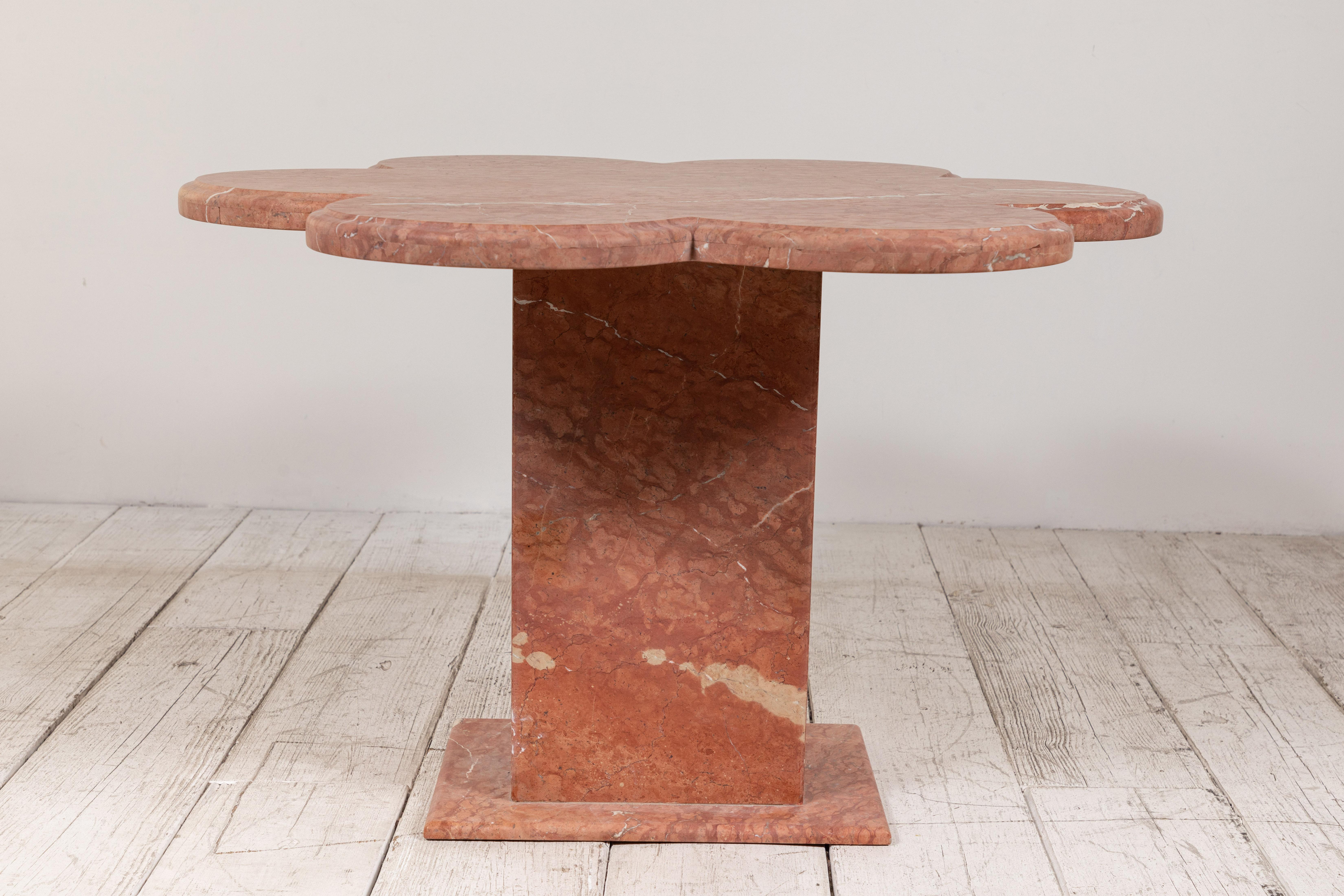 Mid-20th Century Honed Matte Quartz Scalloped Side Table