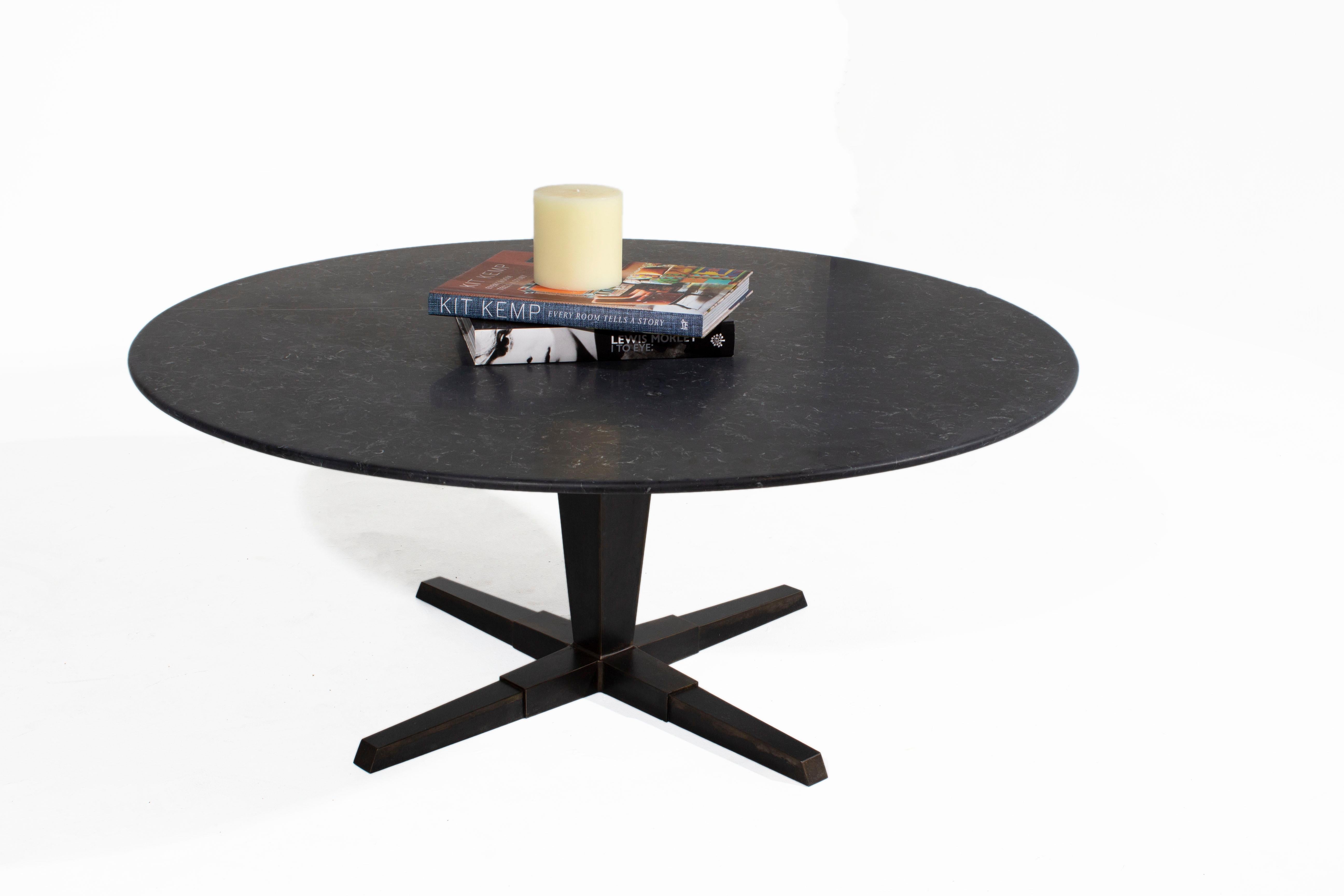 Modern Honed Nero Marquino Knoll Edge Coffee Table