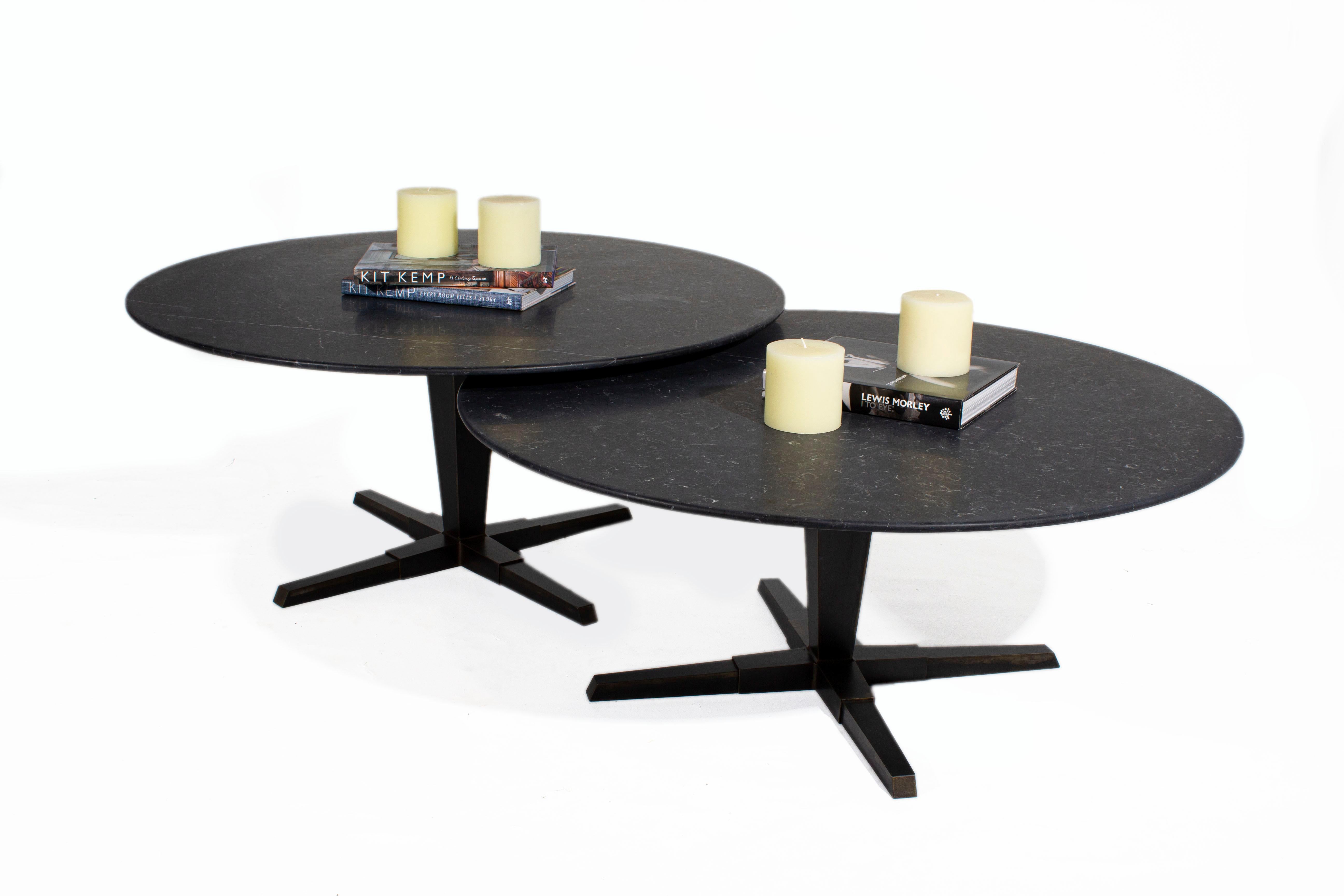 Contemporary Honed Nero Marquino Knoll Edge Coffee Table