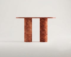Honed Red Travertine Stone Solid Base Console Table - Monolith Travertine