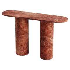 Honed Red Travertine Stone Solid Base Console Table - Monolith Travertine
