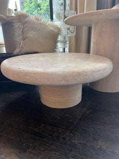 Honed  Travertine  35'' Round Coffee Table by Le Lampade