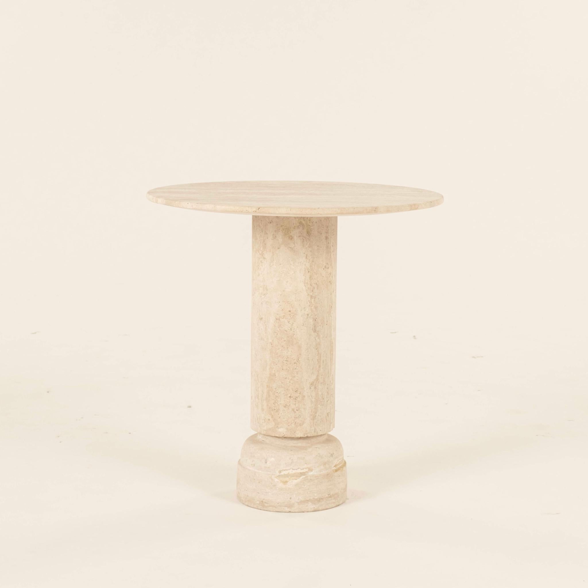 Post-Modern Honed Travertine Occasional Side Table For Sale
