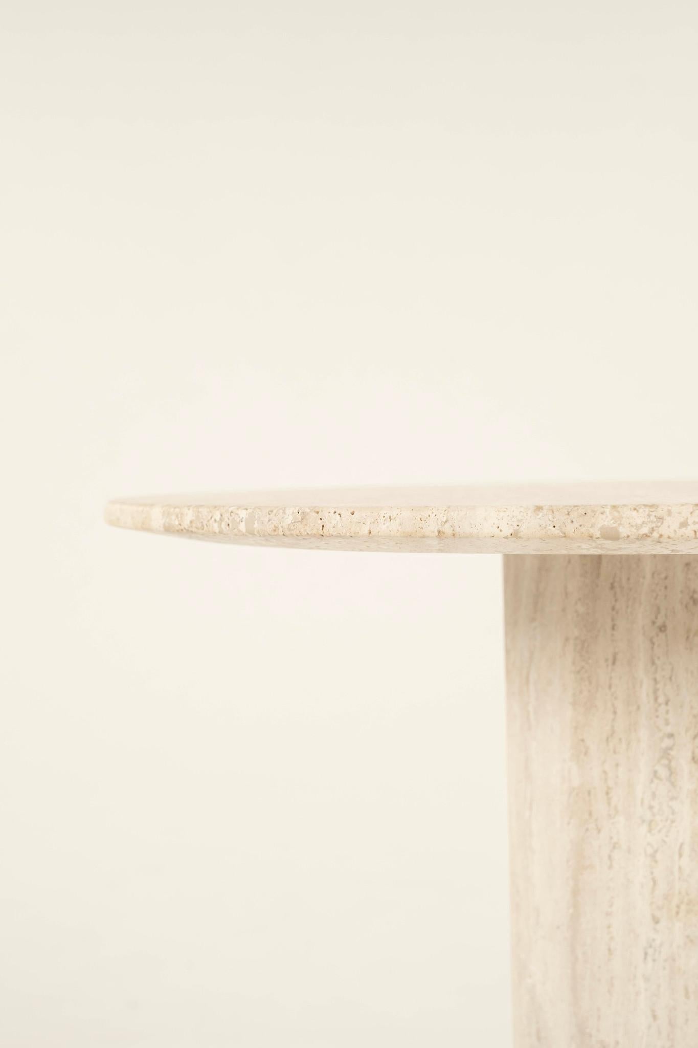American Honed Travertine Occasional Side Table For Sale
