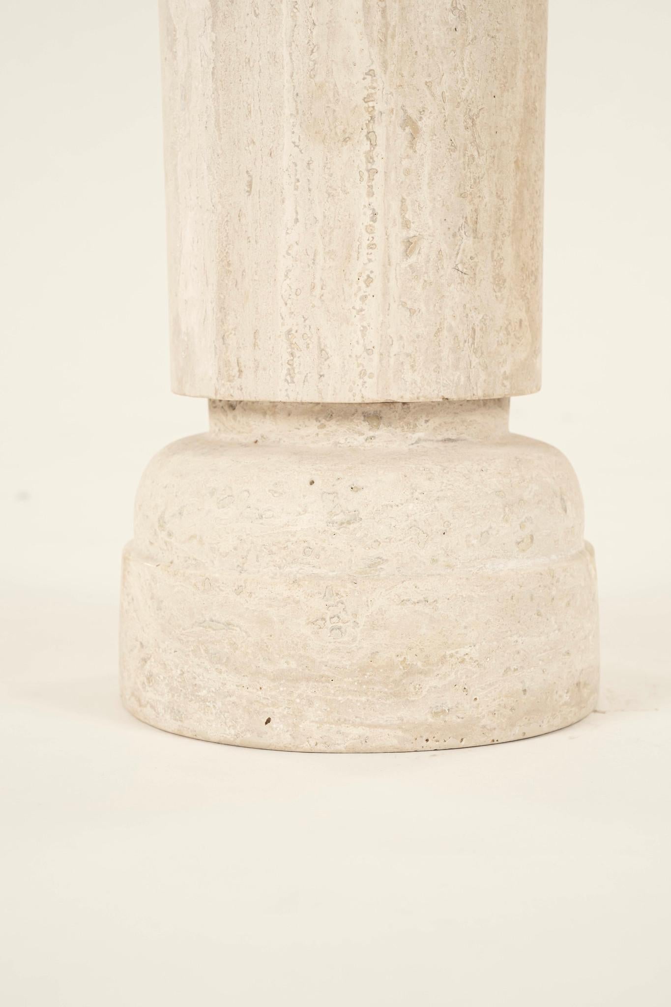 Honed Travertine Occasional Side Table In Good Condition For Sale In Houston, TX