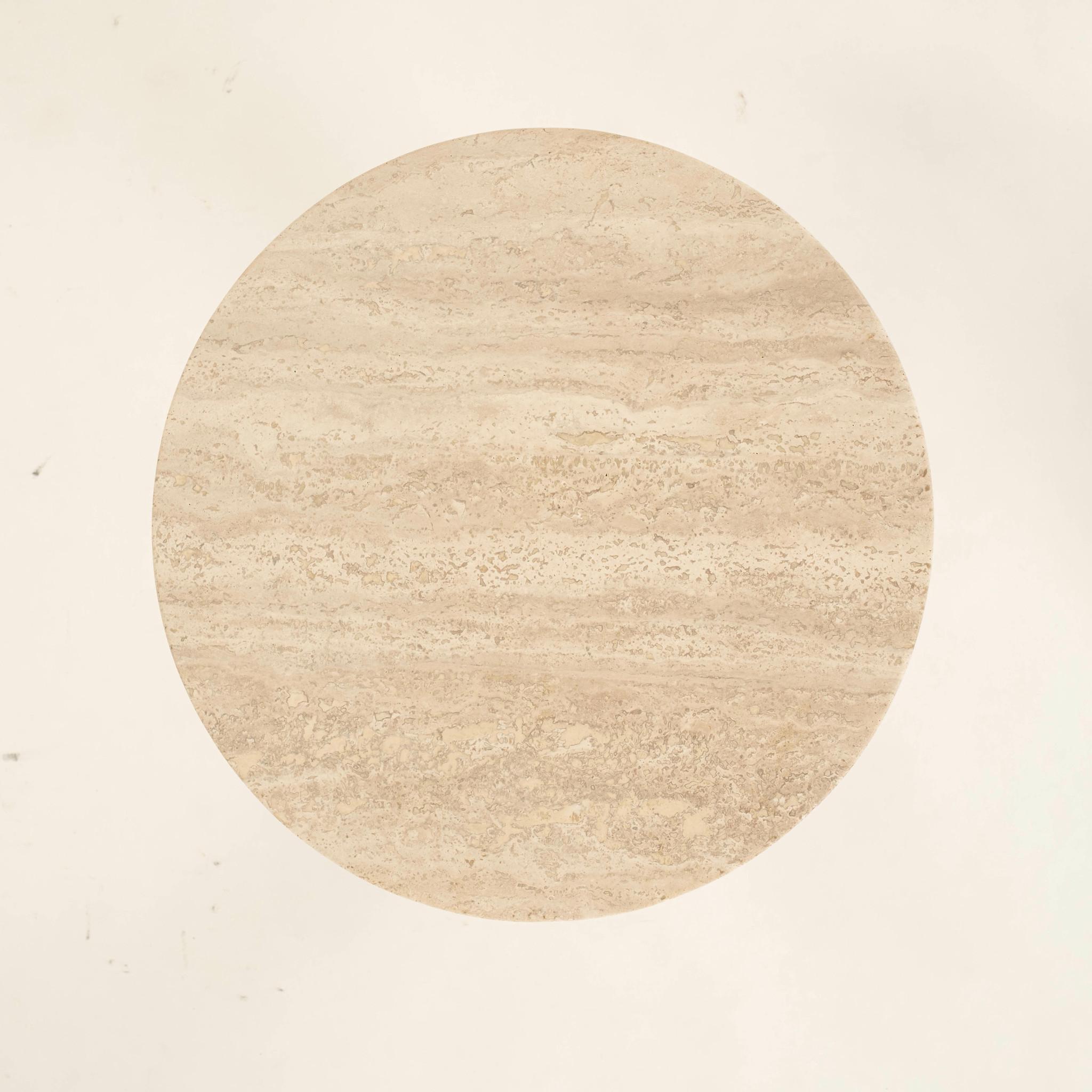 Contemporary Honed Travertine Occasional Side Table For Sale