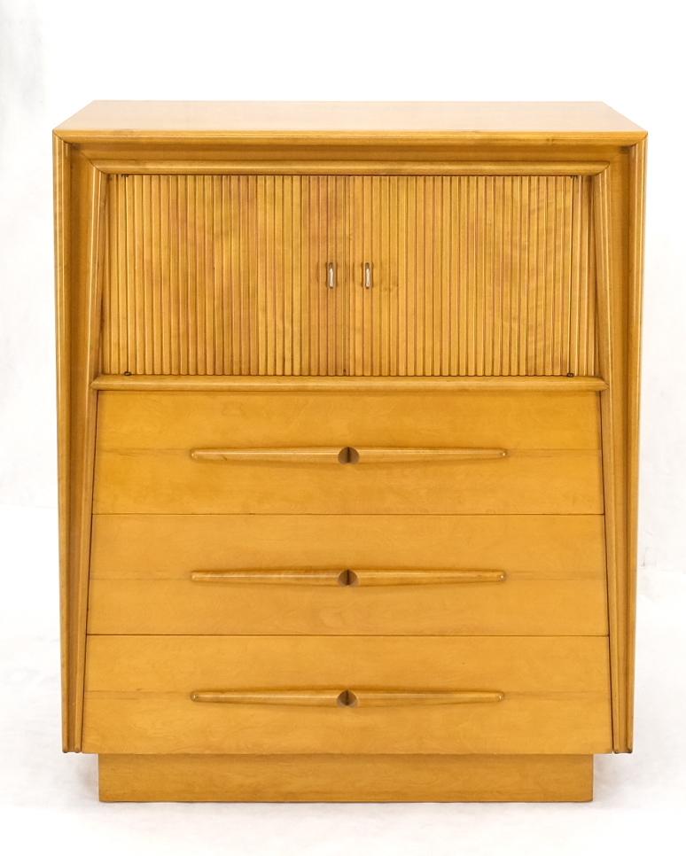 Swedish Honey Amber Tone Finish Edmond Spence High Chest Gentlemen's Dresser Double Door For Sale