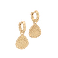 Honey Bee Amulet Drop Earrings in 18 Karat Gold
