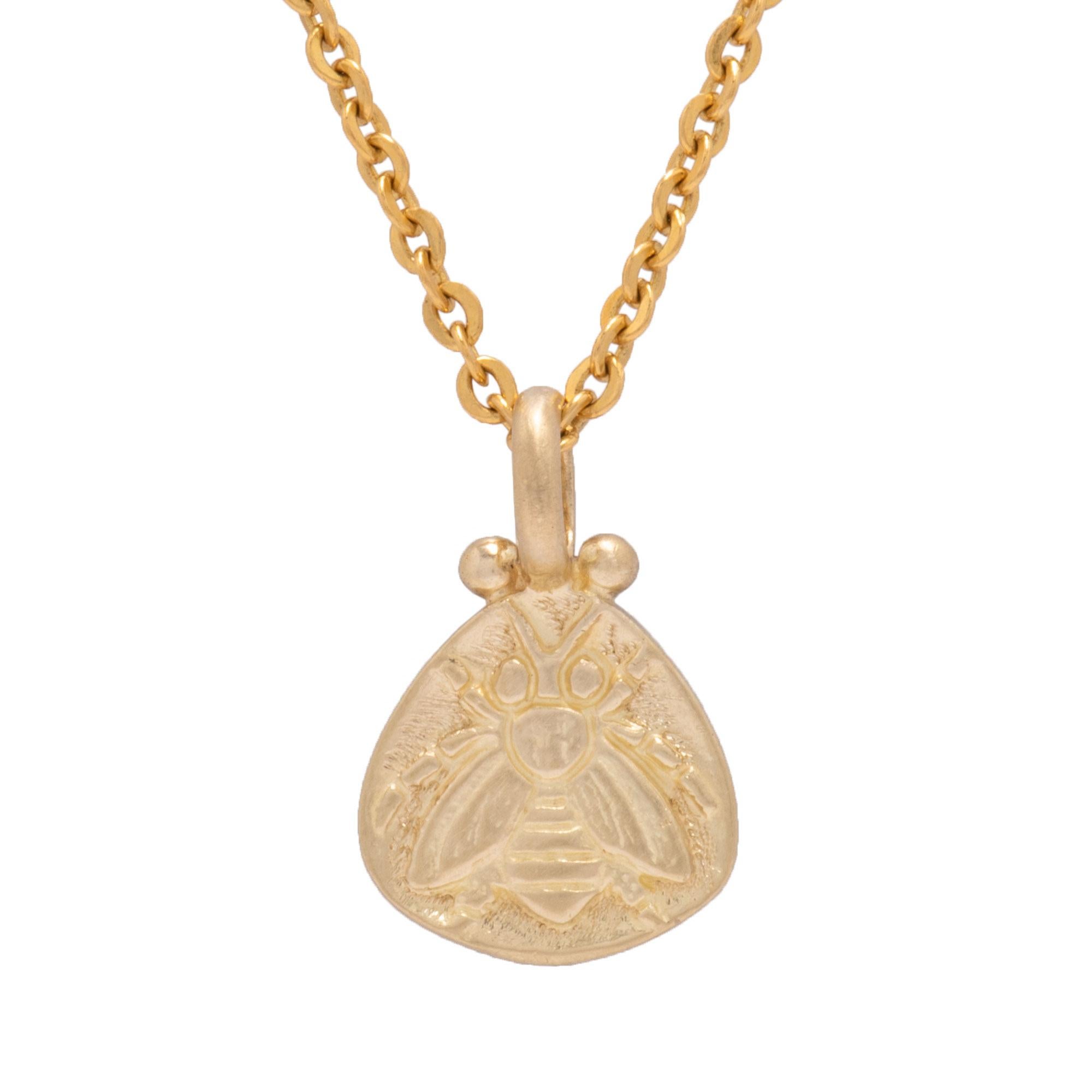 Contemporary Honey Bee Amulet Pendant in 18 Karat Gold For Sale