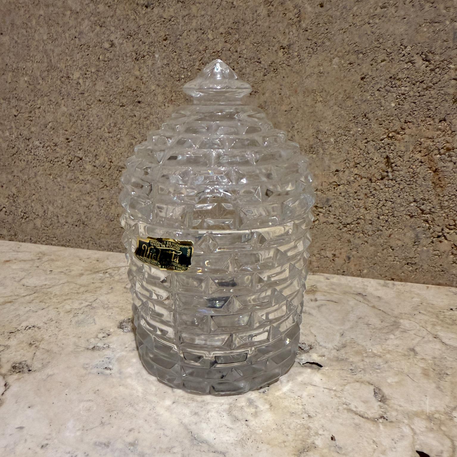 American Classical Honey Bee Hive Crystal Jar by Violetta Made in Poland For Sale