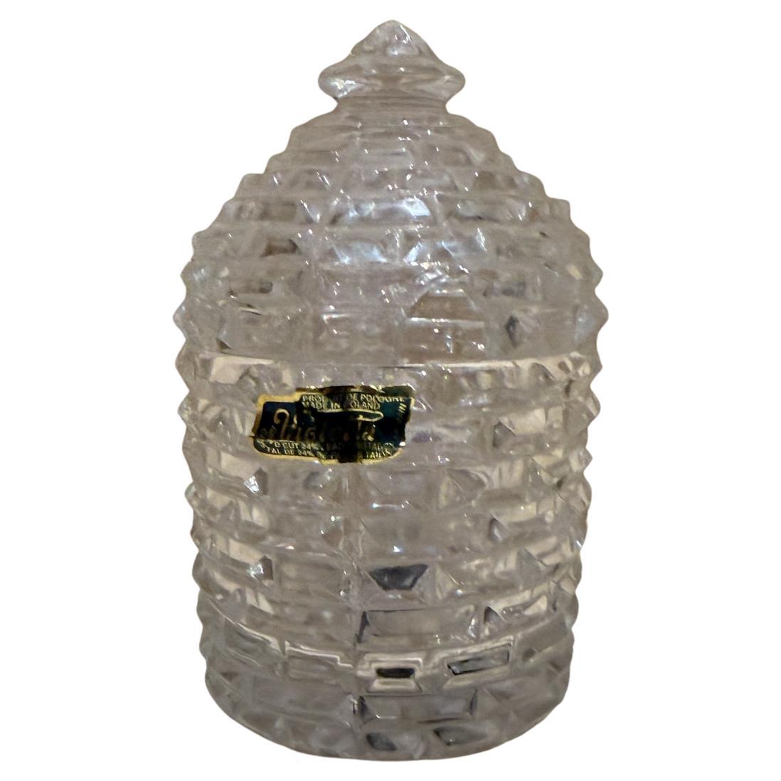 Honey Bee Hive Crystal Jar by Violetta Made in Poland For Sale