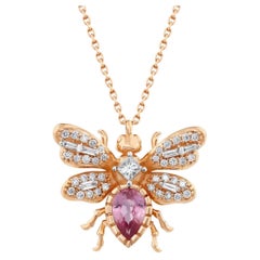 Honey Bee Pink Sapphire Anhänger Halskette