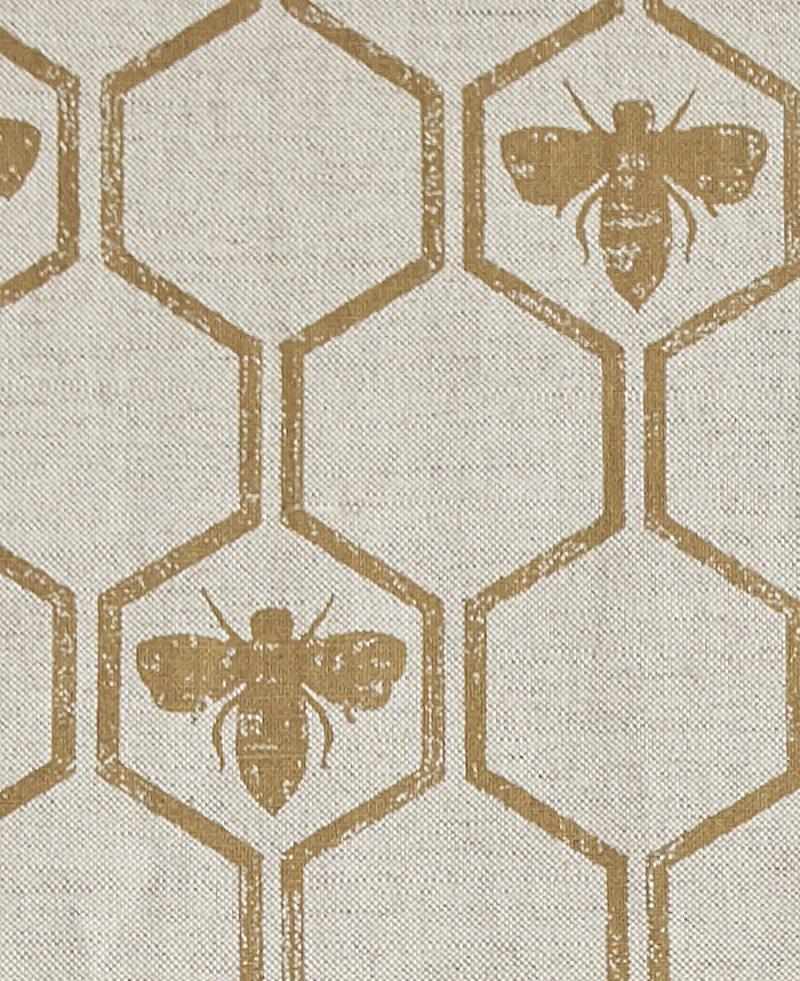 British 'Honey Bees' Contemporary, Traditional Fabric in Gold For Sale