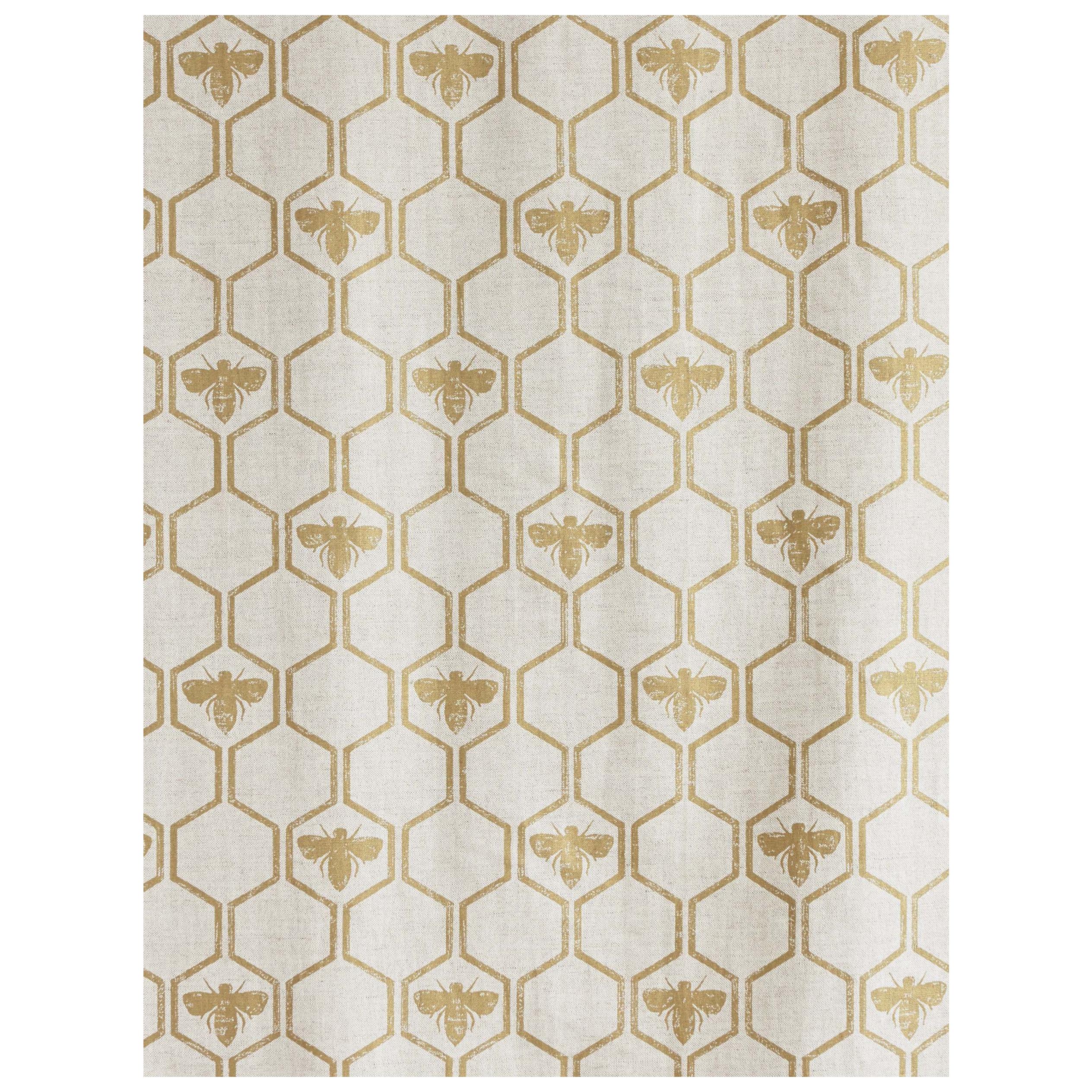 'Honey Bees' Contemporary, Traditional Fabric in Gold For Sale