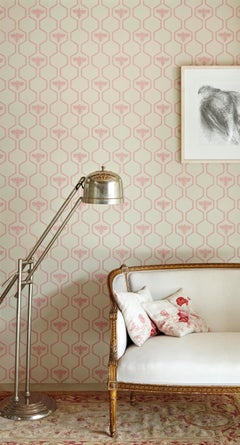 'Honey Bees' Contemporary, Traditional Wallpaper in Rose