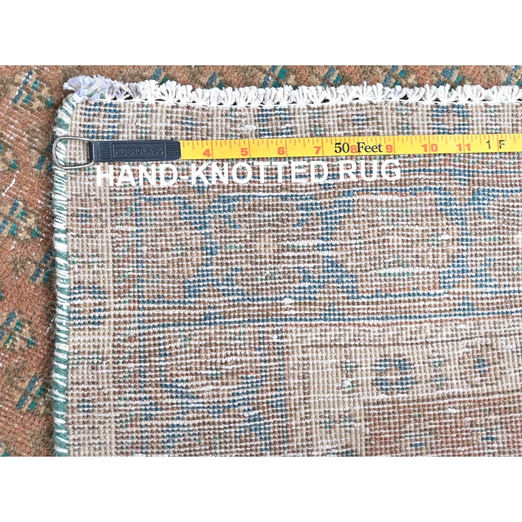 Handgeknüpfter handgeknüpfter Vintage-Teppich aus reiner Wolle in Braun und Bohème mit persischem Seetang im Angebot 1