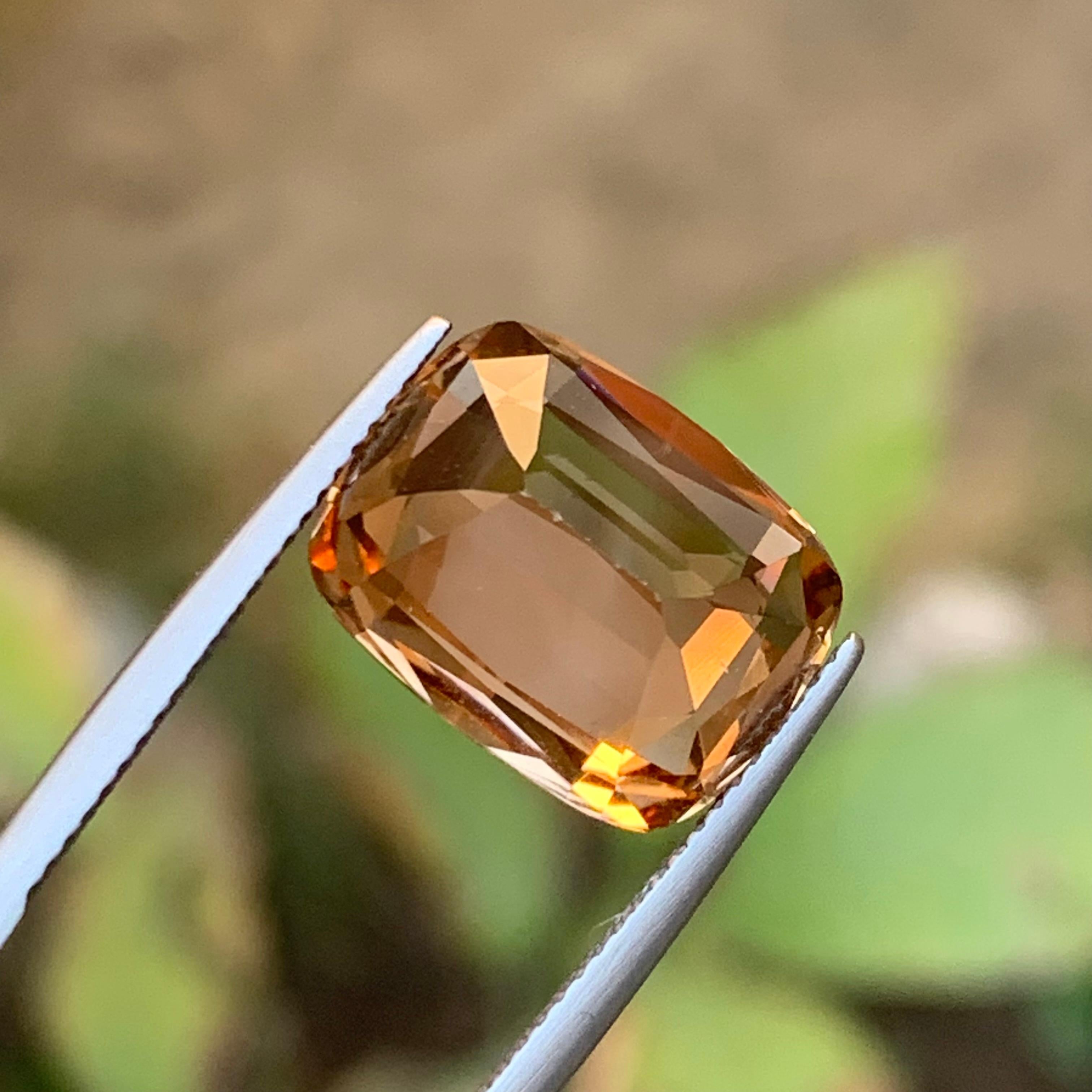 Honey Brown Natural Topaz Ring, Necklace Pendant Loose Gemstone 11.50 Ct Cushion For Sale 5