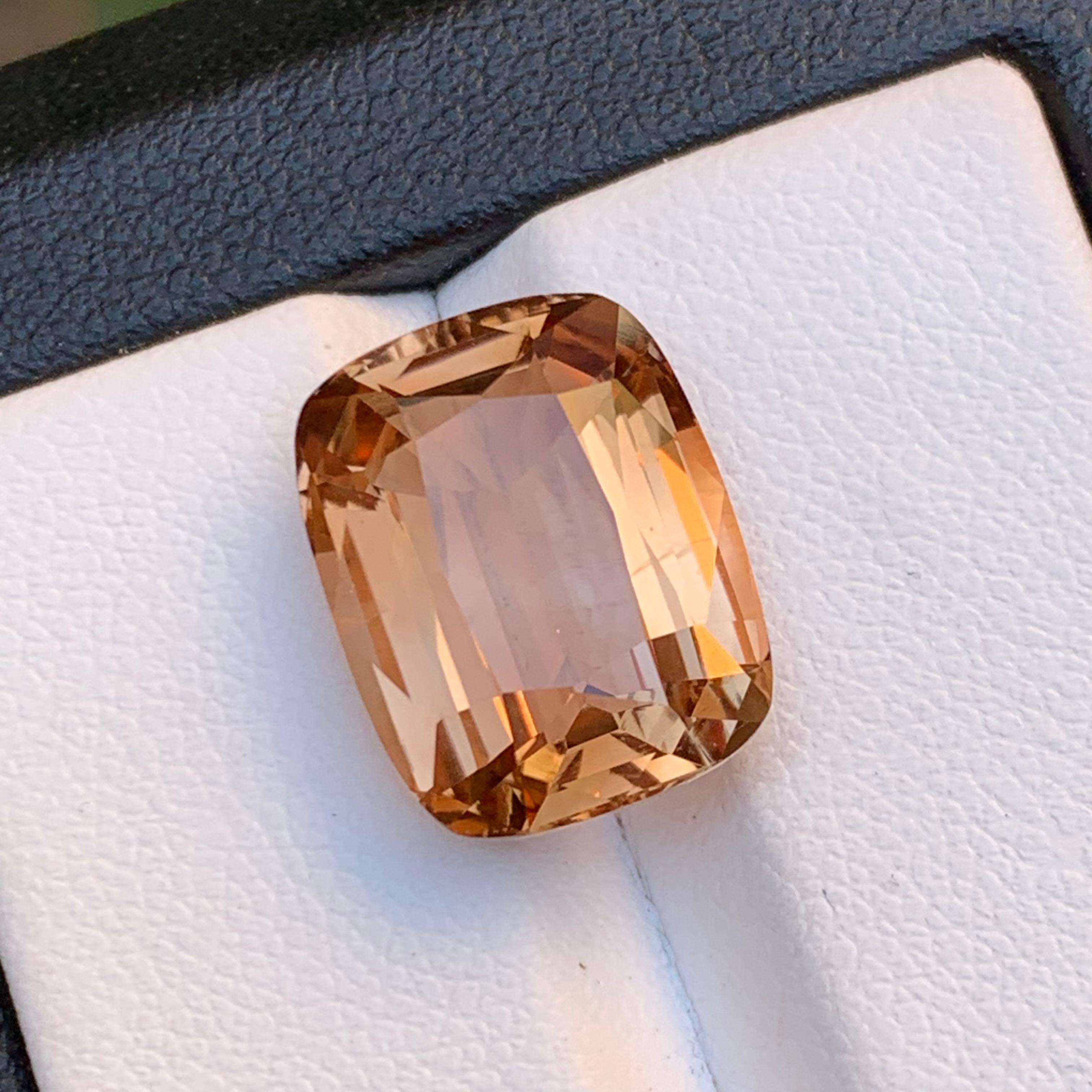 Honey Brown Natural Topaz Ring, Necklace Pendant Loose Gemstone 11.50 Ct Cushion For Sale 8