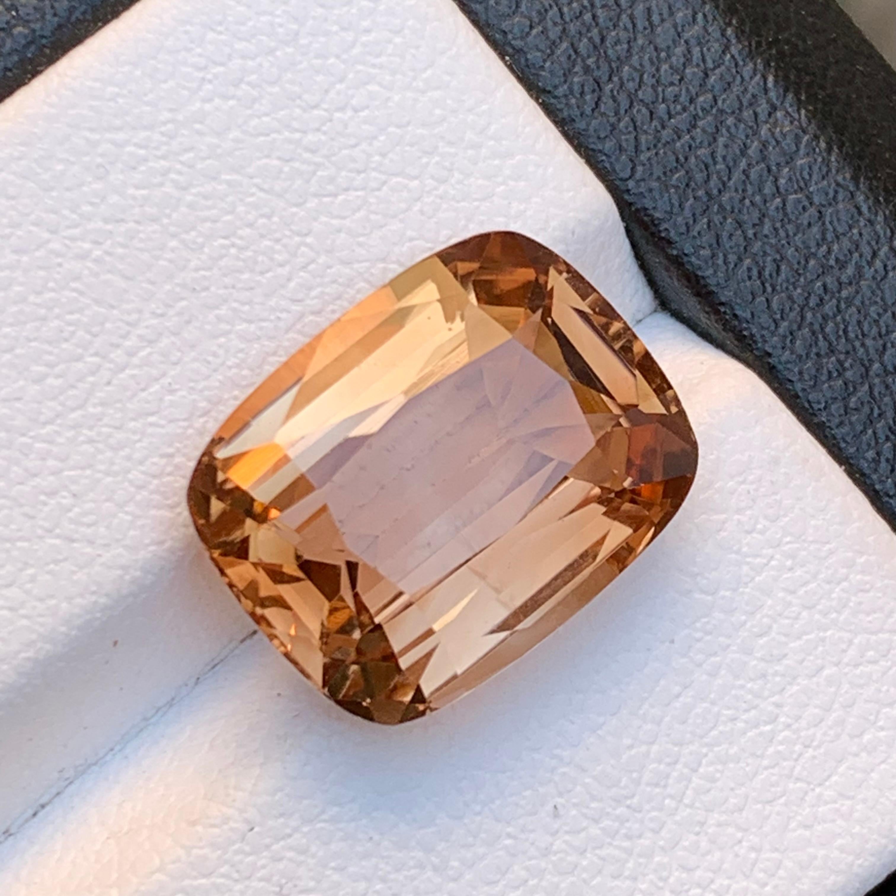 Honey Brown Natural Topaz Ring, Necklace Pendant Loose Gemstone 11.50 Ct Cushion For Sale 9