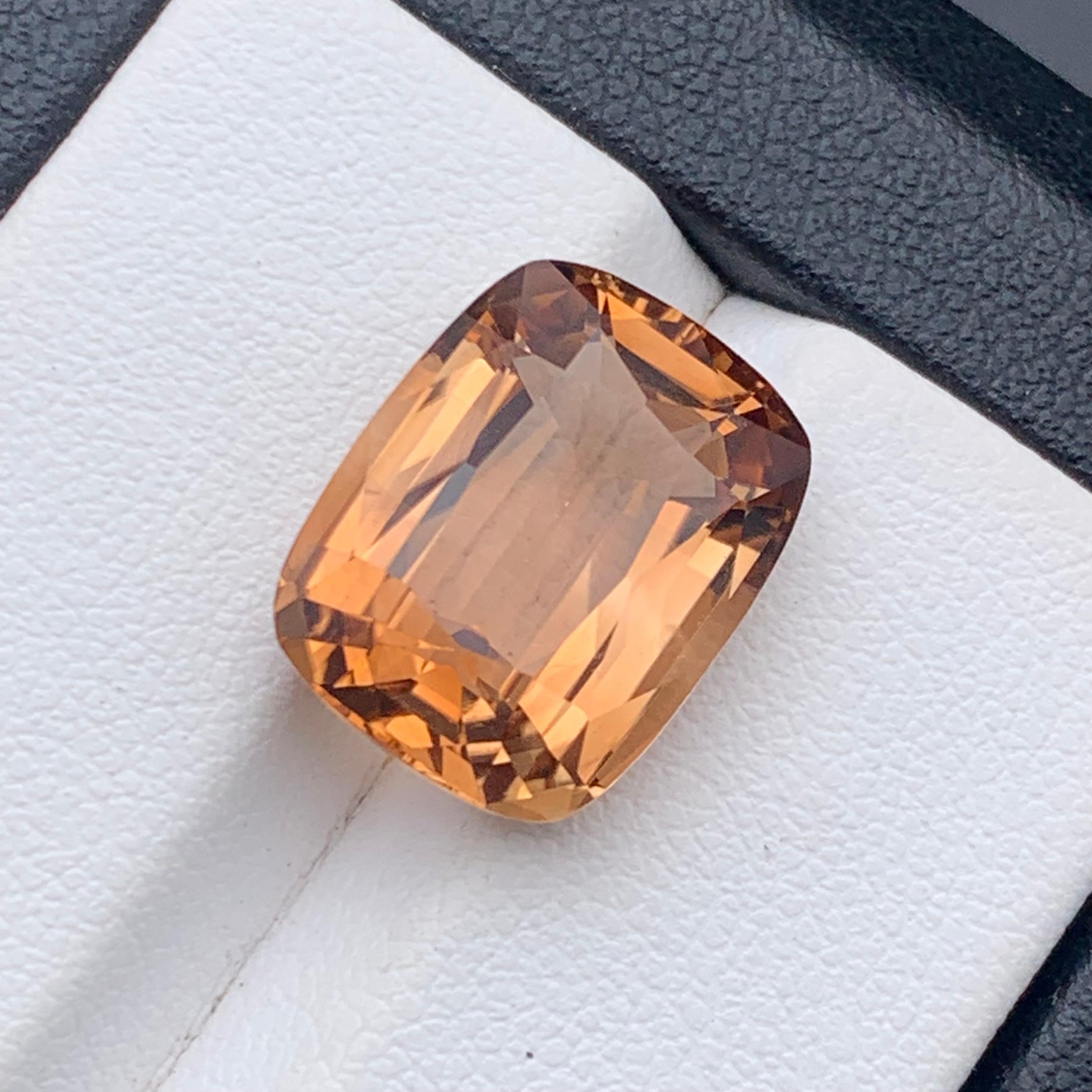 Cushion Cut Honey Brown Natural Topaz Ring, Necklace Pendant Loose Gemstone 11.50 Ct Cushion For Sale