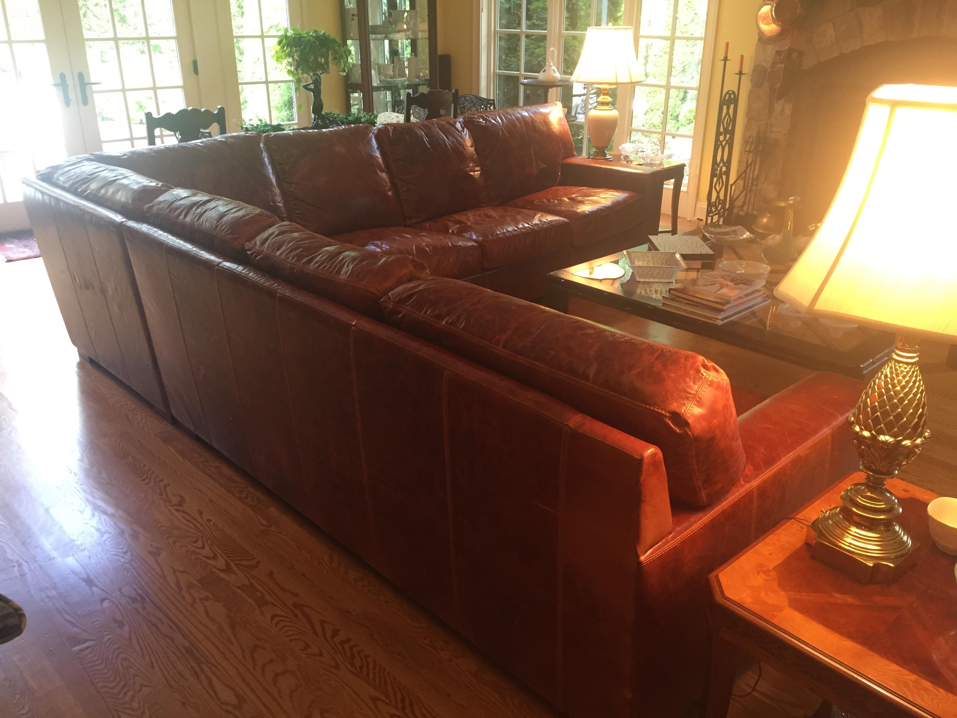 American Honey Brown Soft Leather Sectional Three Parts