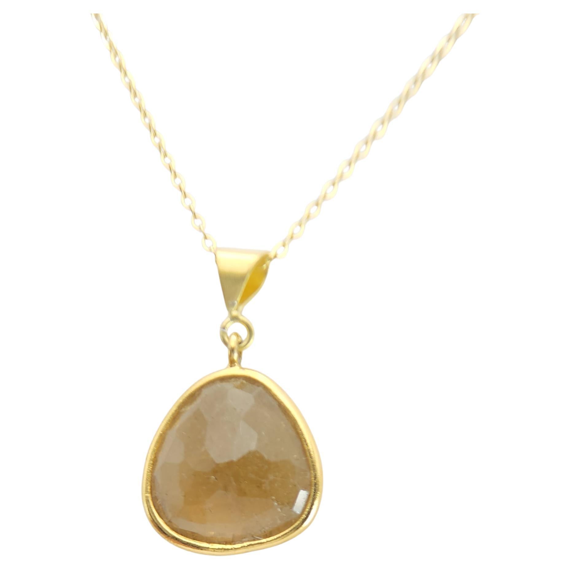 Ciondolo a fette con tormalina marrone miele A. Silver placcato oro giallo