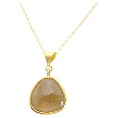 Colgante Rodaja de Turmalina Marrón Miel Plata de Ley Chapada en Oro Amarillo