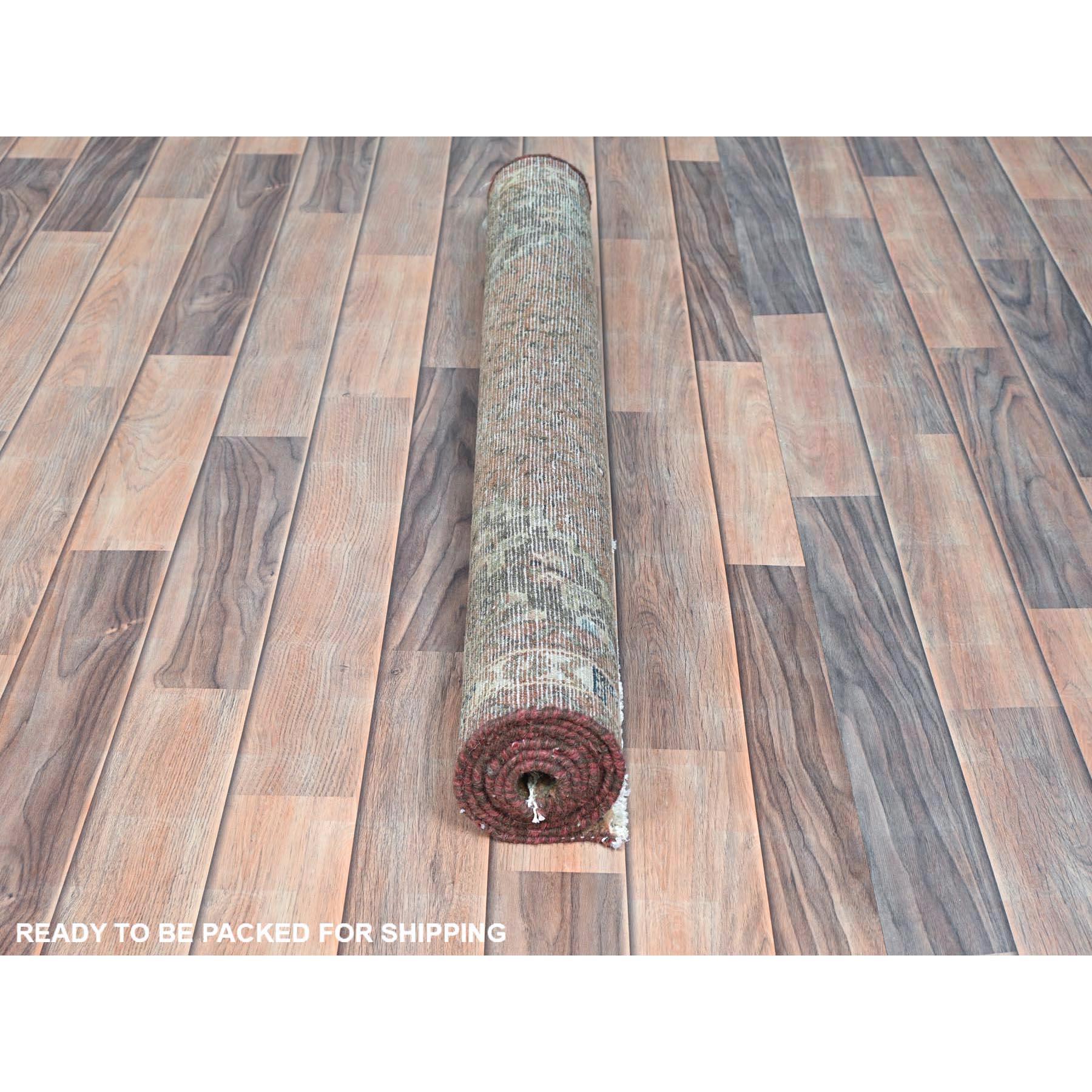 Honey Brown Vintage Persian Hamadan Hand Knotted Pure Wool Worn Down Clean Rug In Good Condition In Carlstadt, NJ
