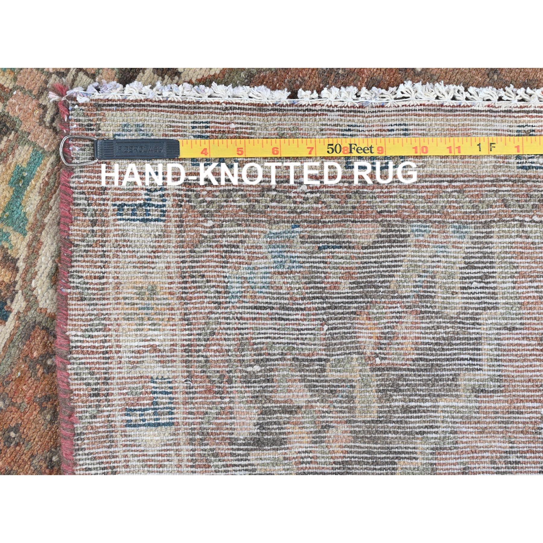 Handgeknüpfter persischer Hamadan-Teppich aus reiner Wolle in Braun und Honigbraun im Vintage-Stil im Angebot 1